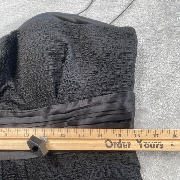 Elie Tahari Dress 12 Black Matelasse Cocktail Wool Textured Sweetheart Cocktail - Picture 6 of 14